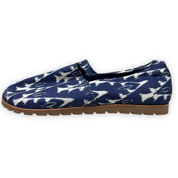 LL Bean Lakewashed Shoes Womens 9M Blue White Print Slip On Espadrilles Comfort - Picture 1 of 12